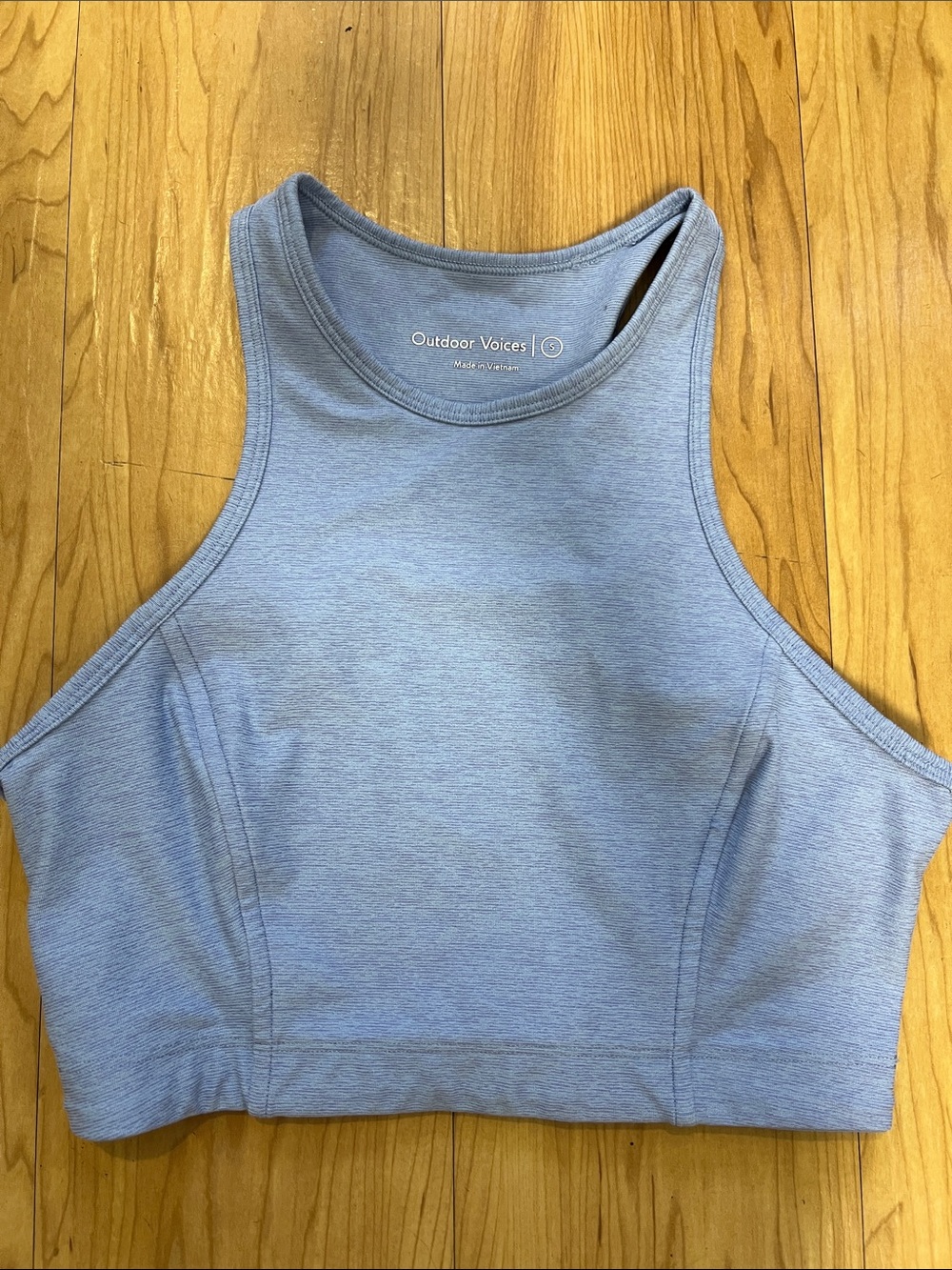 Outdoor Voices Dusty Blue High-Neck Crop Sports Bra